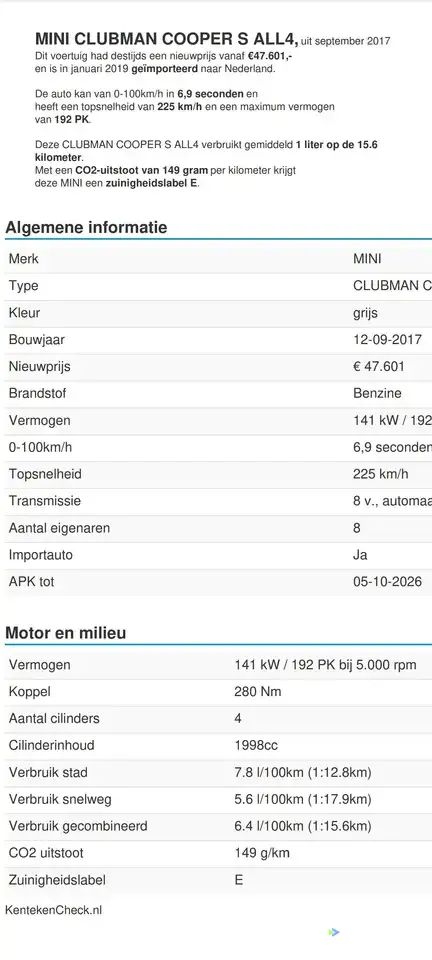 Wóz MINI Cooper S Clubman 2017