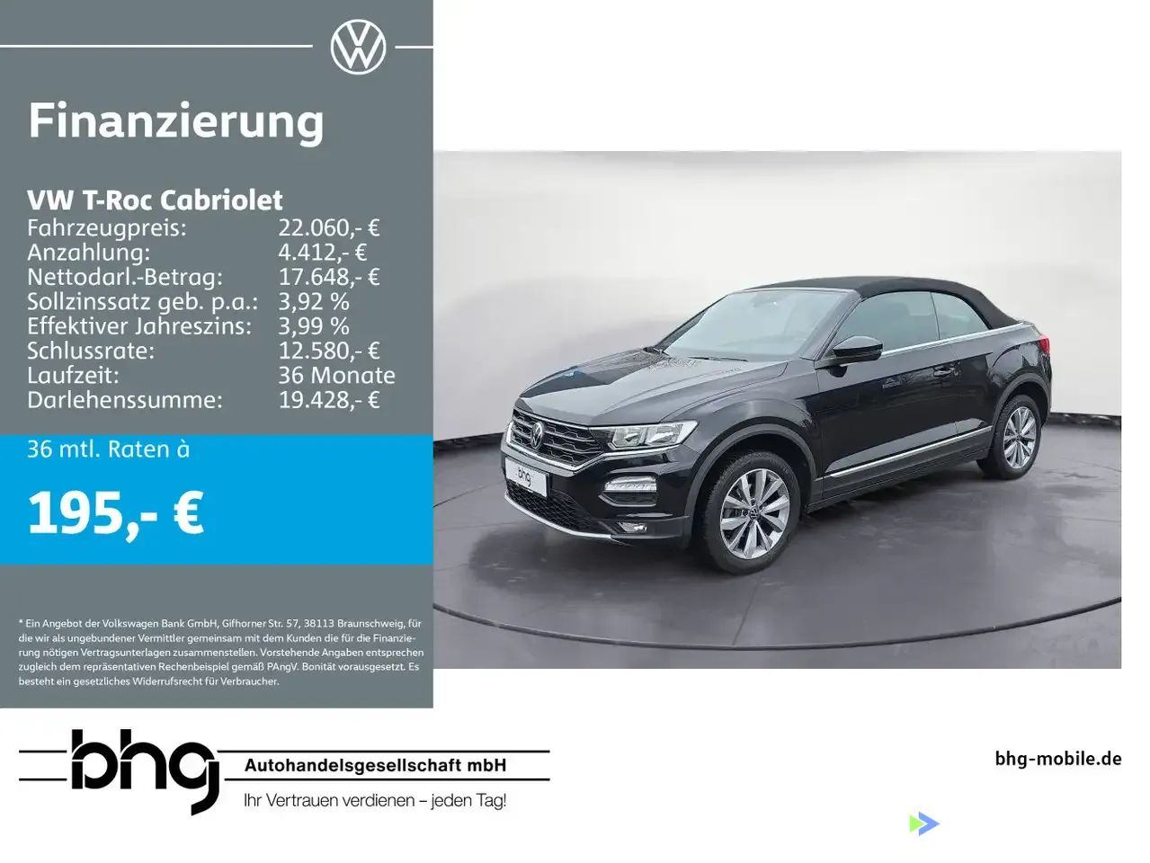 Lízing Kabriolet Volkswagen T-Roc 2021
