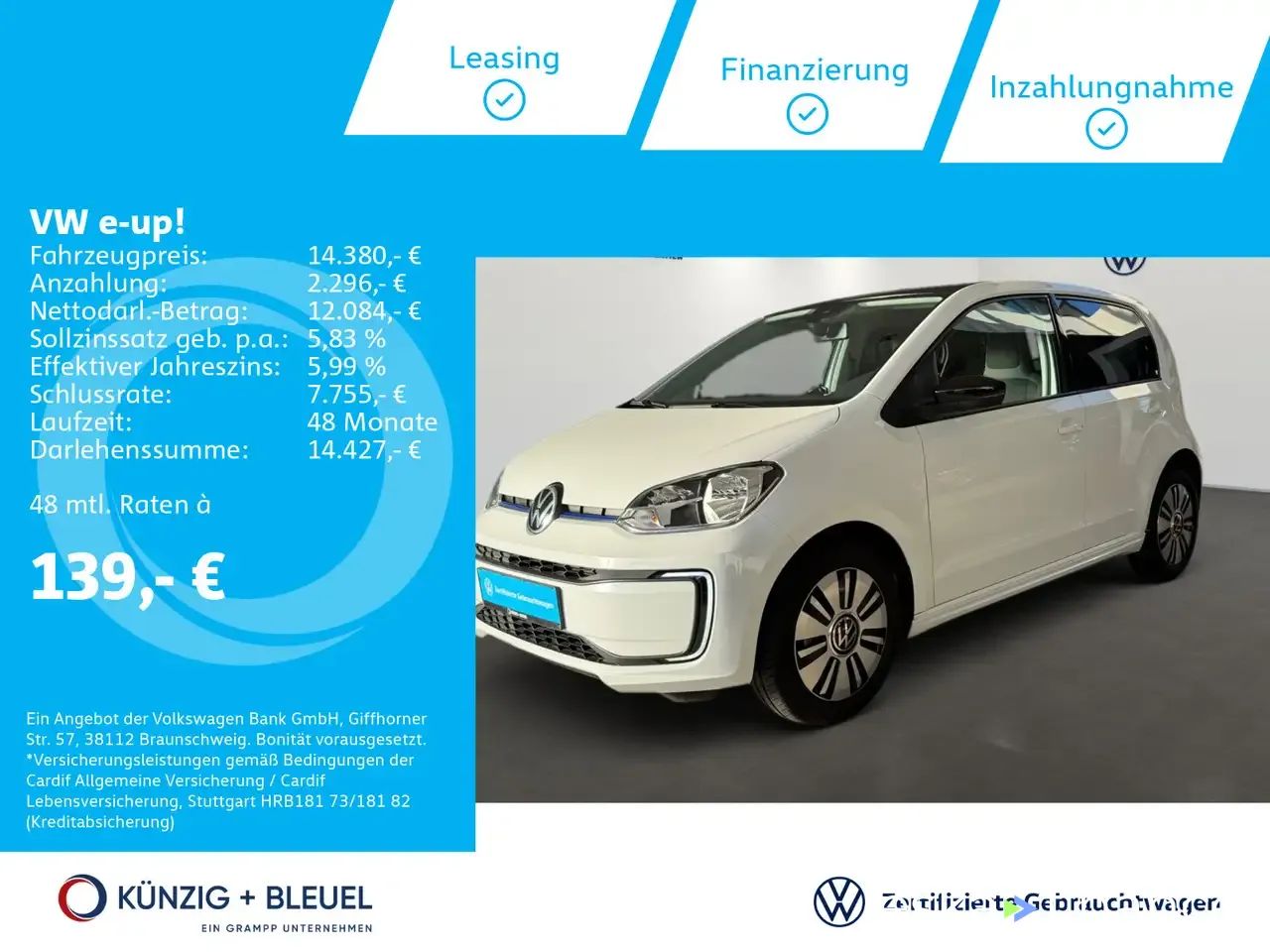 Financování Hatchback Volkswagen E-UP! 2021