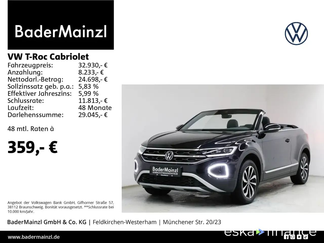 Finansowanie Zamienny Volkswagen T-Roc 2024